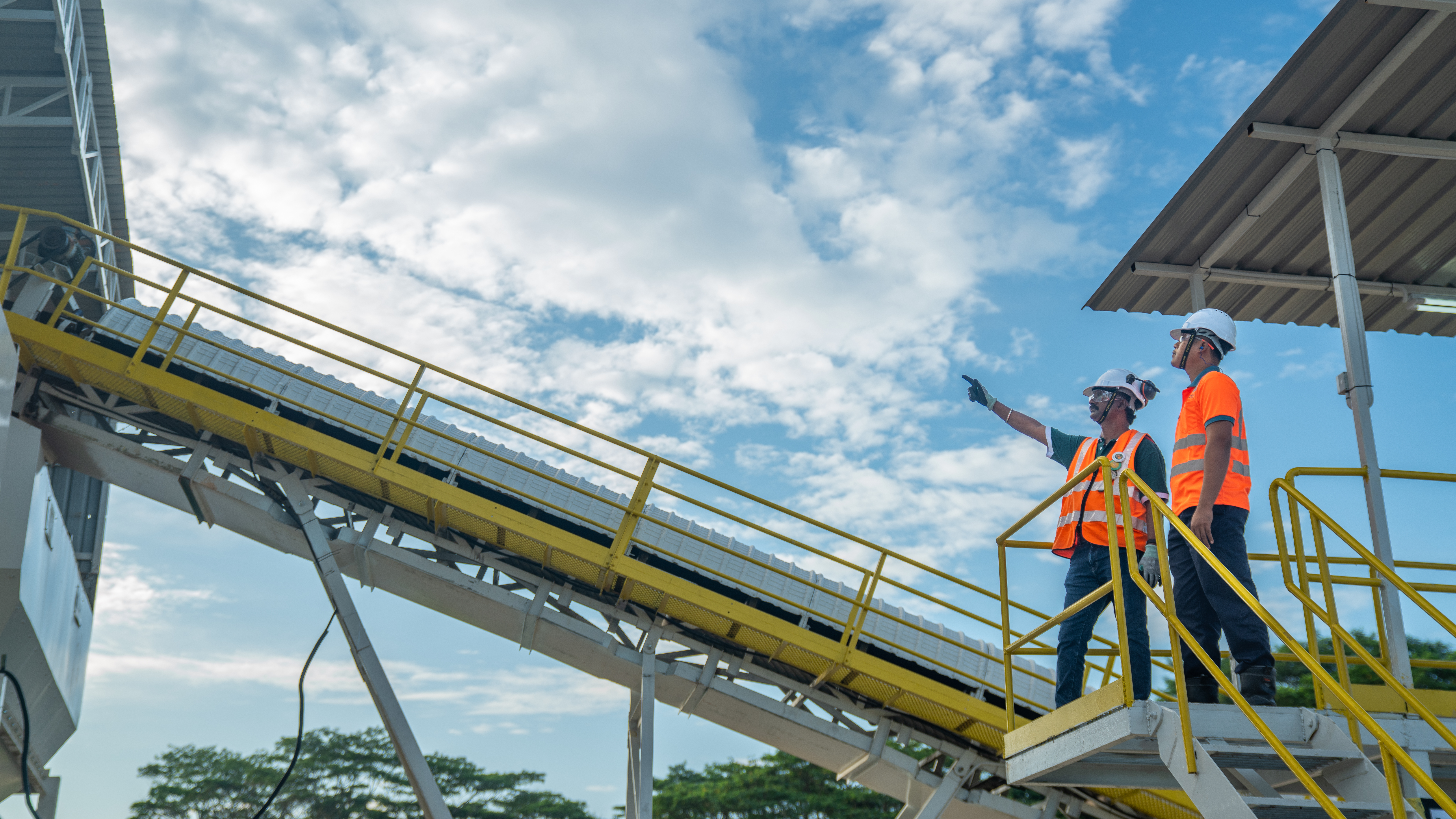 Staff at plant pointing